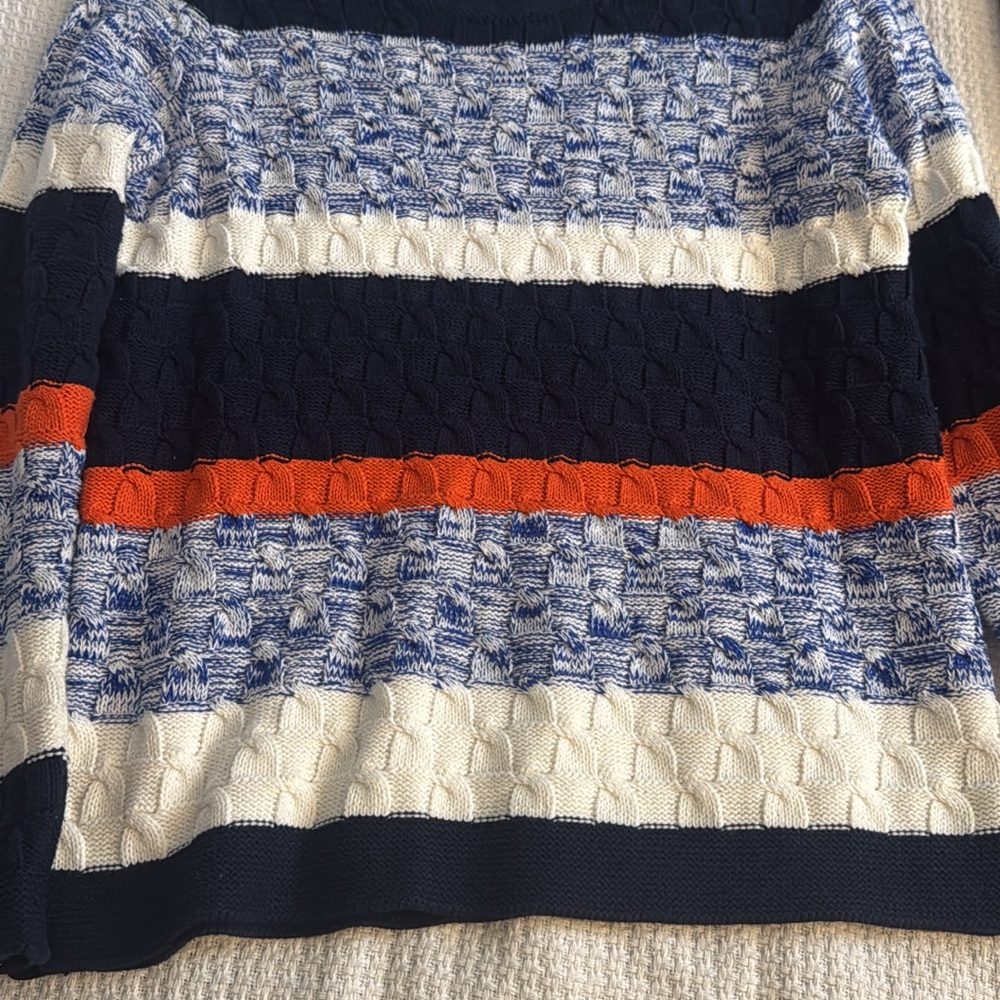 Old Navy Women's Striped Sweater - Navy, White, and Orange